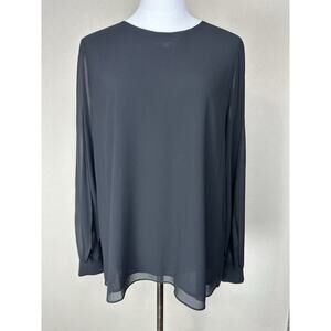 The Limited Black Sheer Lined Long Sleeve Blouse M Classic Closet Staple
